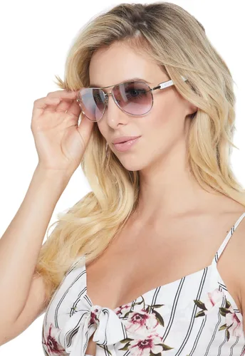 Vista 2 de GUESS Factory Gafas de sol clásicas para mujer, Blanco