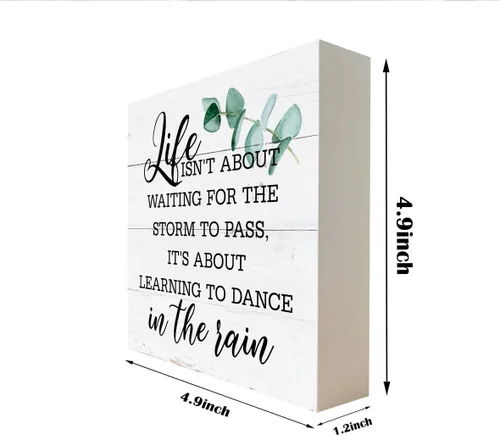 Vista 2 de Letreros de madera inspiradores, caja de madera, decoración de escritorio, letrero positivo para decoración del hogar, regalo de motivo, Life isn't