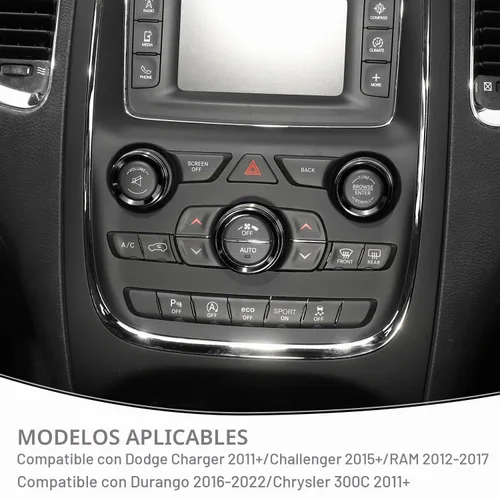 Vista 5 de para Challenger Cubierta de Mando de AC/Radio para Dodge Charger 2011+/Challenger 2015+/RAM 2012-2017/Durango 2016-2022/Chrysler 300C 2011+ Negro