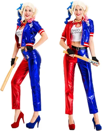 Vista 2 de Harley - Chaqueta de satén para mujer, disfraz de villano para mujer