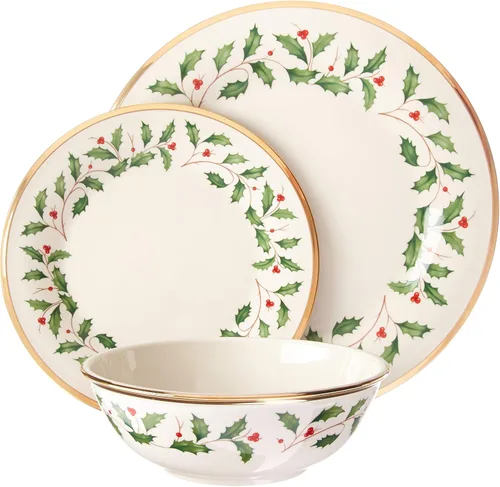 Vista 18 de Lenox Holiday - Juego navideño para postres de 12 piezas, 9.92, rojo y verde