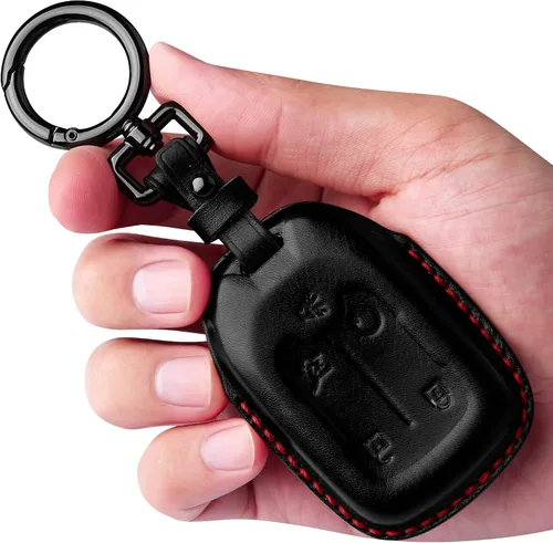 Vista 9 de Tukellen Compatible con funda de cuero para llavero Chevrolet con llavero, compatible con Silverado GMC Sierra 2019, 2020, 2021, carcasa de llave