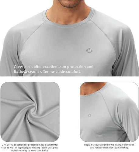 Vista 5 de NAVISKIN - Camisas de protección contra erupciones para hombre, camisetas de natación FPU 50+ con protección solar ultravioleta, de manga larga