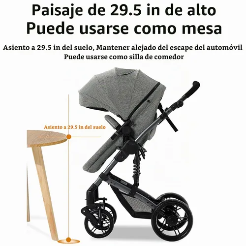 Vista 8 de Cochecito de bebé, cochecito de bebé, 2 en 1, plegable, portátil, cómodo, para bebés de 0 a 36 meses (588-BG)