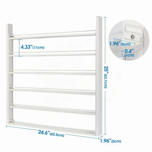 Vista 7 de J JACKCUBE DESIGN MK528C - Organizador de esmalte de uñas de madera blanca con estantes de 6 niveles, 100 botellas de montaje en pared, soporte