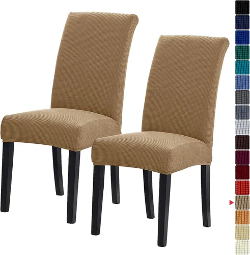 Vista 49 de Juego de 2 fundas para sillas de comedor, fundas elásticas para sillas de comedor, fundas para sillas de cocina de jacquard texturizadas, decoración