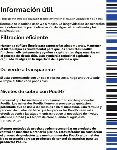 Vista 10 de PoolRx Pool Unit #101001 Algicida Azul de 6 Meses Trata 7.5k-20k galones, Individual