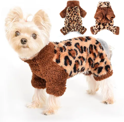 Vista 7 de Suéteres para perros pequeños para invierno, pijamas de perro de tamaño pequeño para niños y niñas, ropa de forro polar para mascotas, atuendo