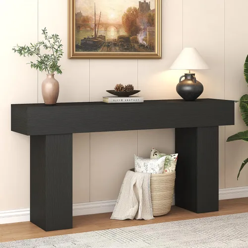 Vista 11 de knoworld - Mesa de consola de 63 pulgadas de largo para entrada, mesa de sofá rectangular de madera estilo granja detrás del sofá, mesa estrecha