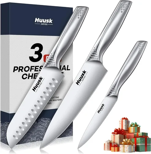 Vista 9 de Huusk Juego de 2 cuchillos de carne dentados, cuchillos japoneses de acero inoxidable de 4.5 pulgadas, cuchillos afilados aptos para lavavajillas