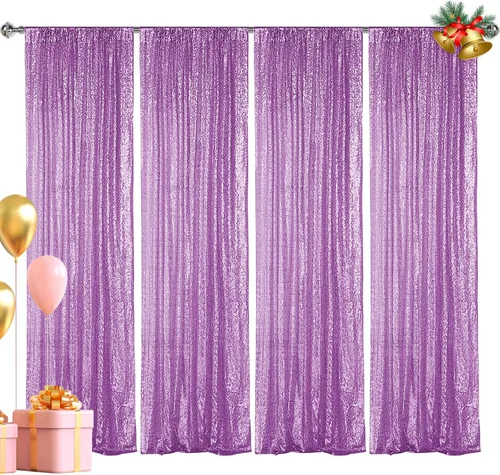 Vista 32 de Hahuho - Cortina de fondo de lentejuelas negras, 2 piezas de 2 pies x 8 pies, cortina de fondo con purpurina para fiestas, Navidad, boda, decoración