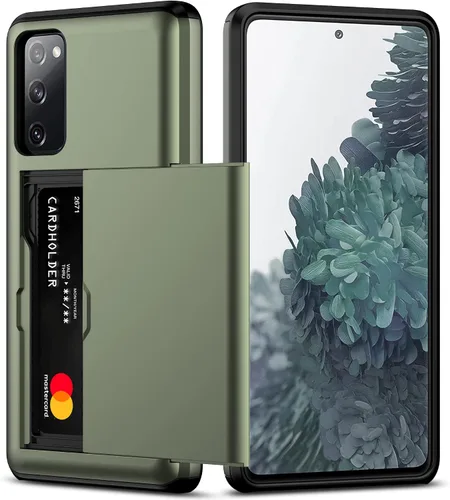 Vista 11 de Nvollnoe Funda para Samsung S20 FE con tarjetero de doble capa de protección resistente para Galaxy S20 FE, ranura para tarjeta oculta Funda delgada