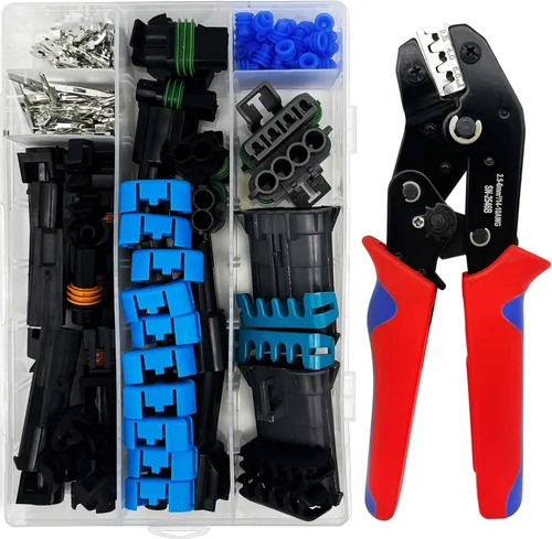 Vista 8 de 64 Kit 1/2/3/4/5/6 Pin Automotive Waterproof Wire Connector with Crimper 1-6pin/64kit With Crimper