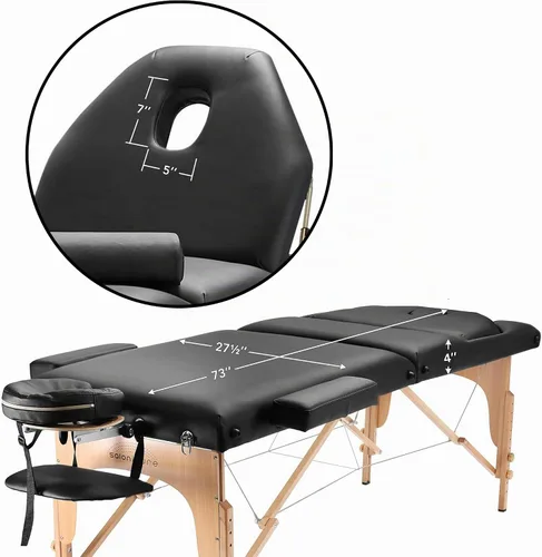 Vista 7 de Mesa de masaje portátil profesional con respaldo, varios colores disponibles, de Saloniture , Negro