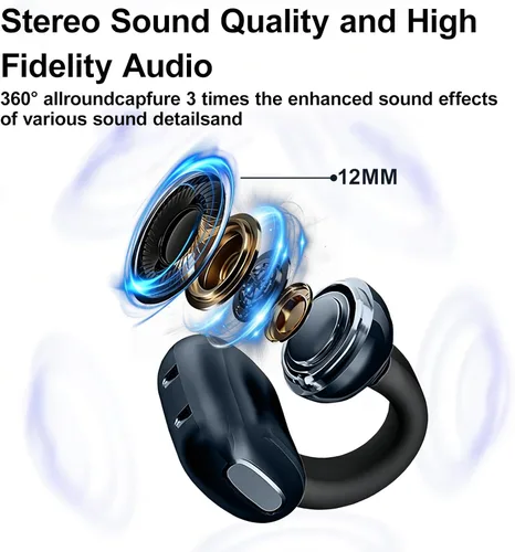 Vista 11 de Auriculares inalámbricos Bluetooth de oreja abierta, con clip, cómodos para todos los oídos, auriculares ENC con cancelación de ruido con tiempo