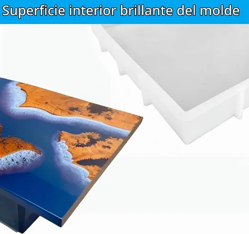 Vista 4 de Moldes de silicona de resina rectangular grande de 16 x 12 pulgadas, molde de silicona de resina epoxi para mesa de café de río, tablas de cortar