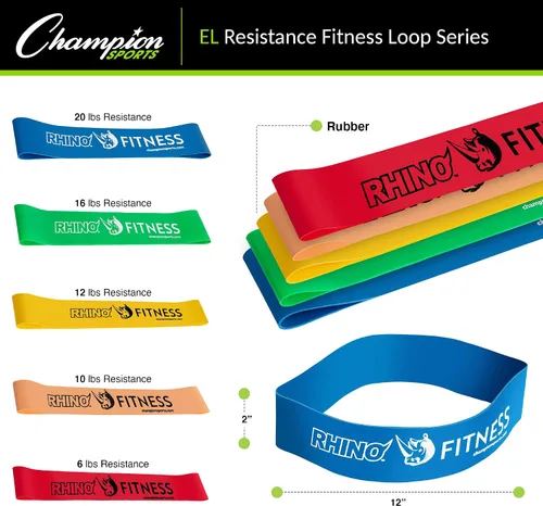 Vista 4 de Champion Sports Bandas elásticas para hombres y mujeres, de resistencia ligera a pesada, banda de fitness duradera para entrenamiento de fuerza