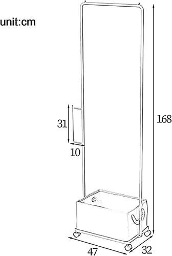 Vista 2 de Perchero para ropa con ruedas, estante para ropa con caja de almacenamiento extraíble, marco de metal resistente, estante de ropa para ahorrar Negro