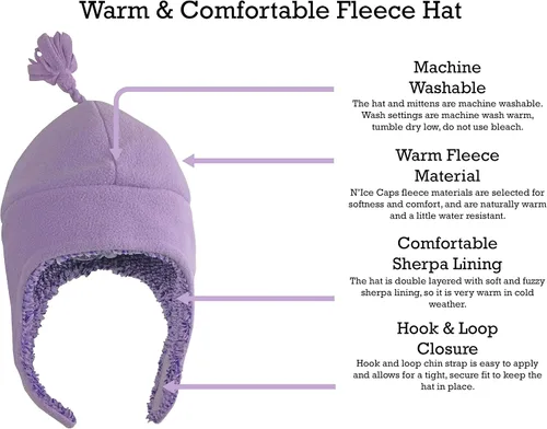 Vista 4 de NIce Caps - Conjunto de gorro y mitones de invierno con forro polar sherpa para niños y bebés para invierno