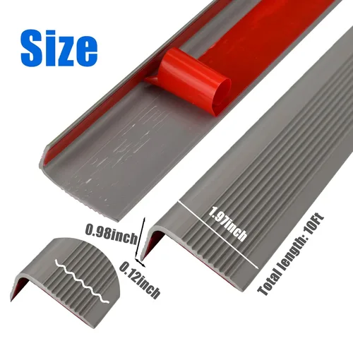 Vista 2 de Perfil de vinilo para escalones, Protector de borde de escalera autoadhesivo, antideslizante e impermeable para escaleras interiores y exteriores