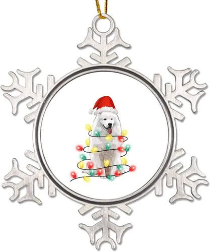 Vista 14 de Decoración de árbol de Navidad de metal con copo de nieve para perro, adorno de Navidad para perro, adorno de Navidad de feliz Navidad, sombrero
