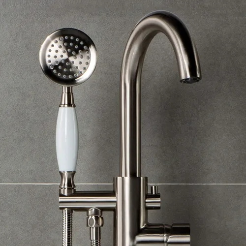 Vista 4 de WOODBRIDGE F0001-BNVT - Grifo de llenado de bañera independiente de una sola manija contemporánea con ducha de mano en acabado de níquel cepillado