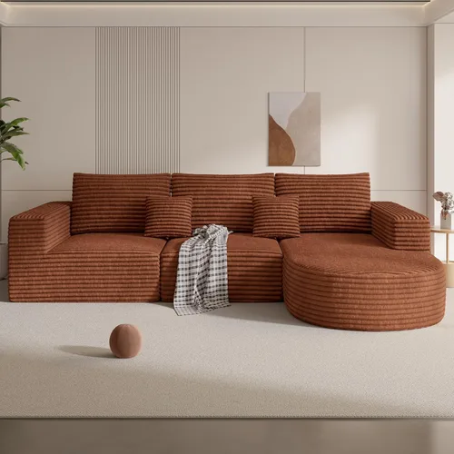 Vista 14 de Sofá modular modular de 110 pulgadas, sofás de nube para sala de estar, sofá en forma de L con asiento profundo, sofá deshuesado con diván, no Gris