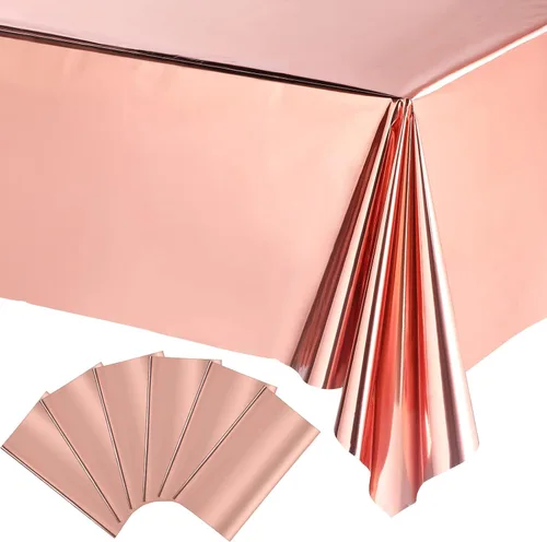 Vista 8 de Tatuo Juego de 3 manteles de mesa de fiesta rectangulares de papel de aluminio, mantel de mesa de plástico brillante impermeable de 54 x 108 Dorado