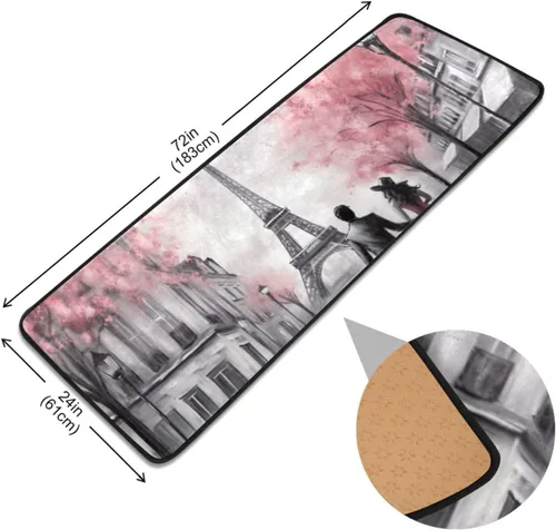 Vista 2 de Pink Paris Tower - Alfombra antideslizante rectangular lavable para dormitorio, sala de estar, baño, pasillos, decoración del hogar, 72 x 24 pulgadas