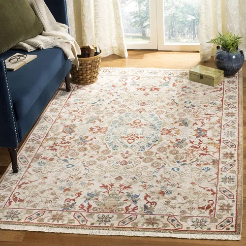 Vista 5 de SAFAVIEH Kashan Collection - Alfombra de pasillo de 2 pies 6 pulgadas x 8 pies, color marfil y marfil, diseño oriental tradicional, no desprende
