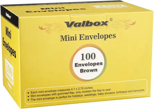 Vista 6 de ValBox 100 sobres de papel kraft marrón de 4.1 x 2.75 pulgadas, pequeños bolsillos sobre para tarjetas de regalo, tarjetas de notas pequeñas