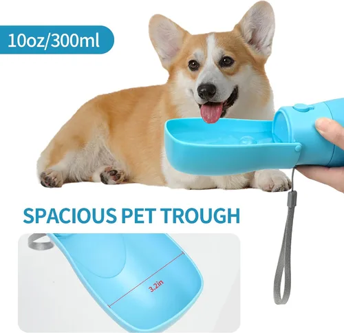 Vista 5 de Botella de agua para perros, cuenco de agua de viaje para cachorros, dispensador de agua portátil a prueba de fugas para cachorros, botella de agua