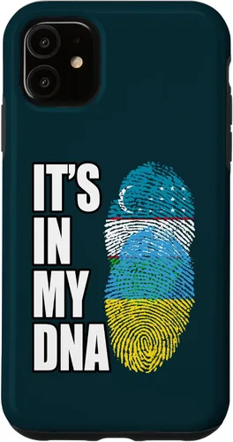 Vista 5 de Funda con bandera de ADN para iPhone 14 Uzbek And Ukrainian Mix Heritage