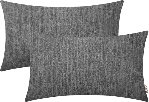 Vista 91 de BRAWARM Fundas de almohada 40x40 cm - Paquete de 2 fundas de almohada de chenilla negra, fundas de almohada de chenilla suave teñida sólida