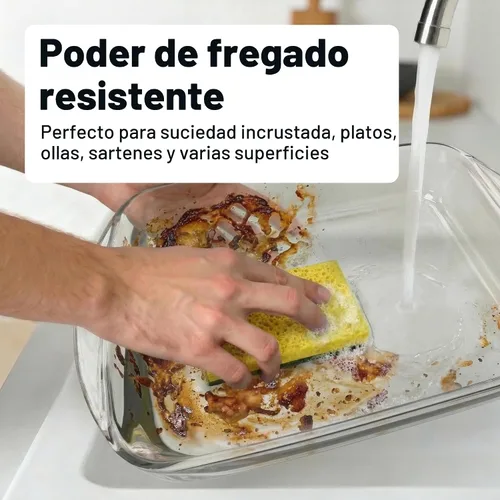 Vista 3 de Amazon Basics Esponjas de doble cara resistentes, reutilizables, 4.4 x 2.7 x 0.8 pulgadas, amarillo/verde, paquete de 6