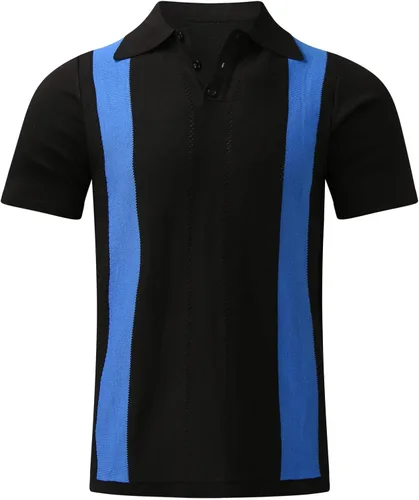Vista 2 de Mens Fashion Casual Button Lapel Short Sleeve T Shirt Jacket Top Male Casual Printing Sports Tennis T Shirt