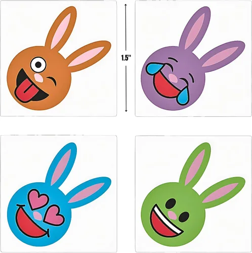 Vista 2 de Fun Express Tatuajes temporales de emoji de Pascua para niños, juego de 72 a granel - Relleno de huevos de Pascua y juguetes de cesta