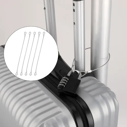 Vista 3 de Cable de seguridad con bucles, cable de acero de 12 pulgadas para cerraduras de equipaje, cuerda de alambre de seguridad con doble bucle