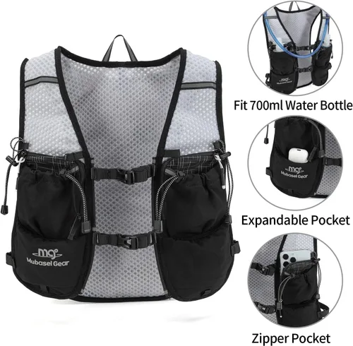 Vista 2 de Lightweight Running Vest for Women & Men Hydration Backpack Pack with 1.5L Water Bladder Bag Running Gear Accessories for Hiking Marathon Trail