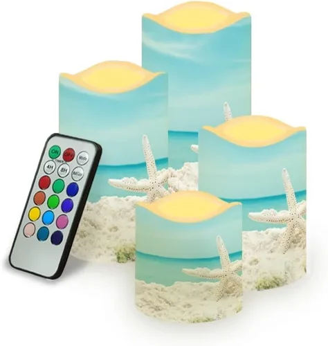 Vista 28 de Jeiento American Flag Flameless Candles 4 Pack 4th of July Home Decoration Flower American Flag LED Candles Battery Operated with Timer Remote