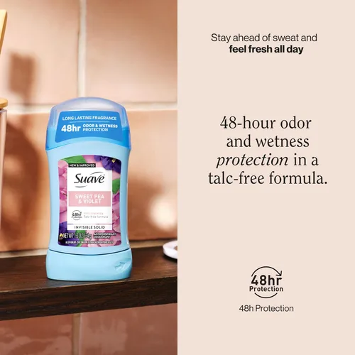 Vista 2 de Suave Desodorante antitranspirante para mujeres, invisible, desodorante para las axilas, protección contra el olor y la humedad de 48 horas