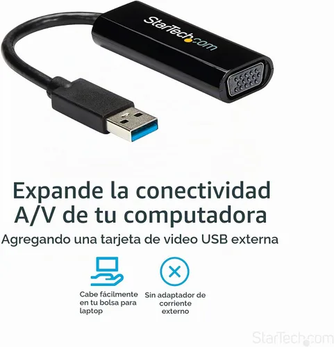 Vista 3 de StarTech Adaptador USB 3.0 a VGA, delgado, solo Windows, TAA (USB32VGAES)
