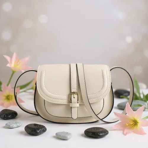 Vista 3 de Bolsa cruzada de cuero vegano para mujer, pequeña, para colgarla en el hombro, monedero, estilo bohemio Beige