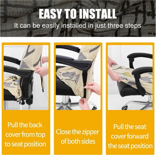 Vista 56 de Smiry fundas elásticas estampadas para silla de oficina de computadora, fundas universales para sillas giratorias de escritorio, extraíbles