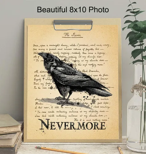 Vista 3 de The Raven – Nevermore – Regalos de Edgar Allan Poe – Decoración gótica para la habitación – Decoración gótica para el hogar – Poesía espeluznante