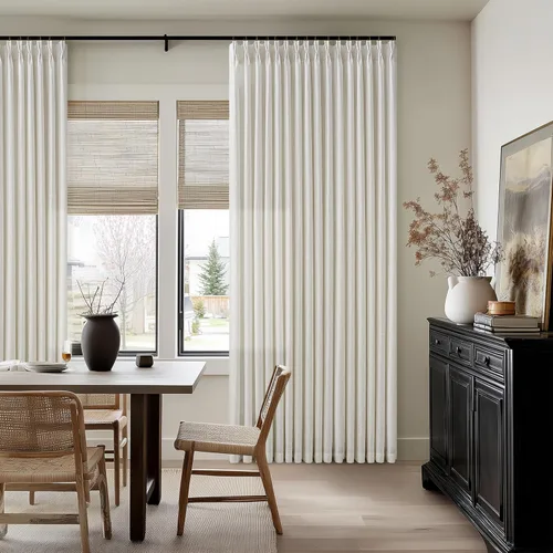 Vista 93 de TWODRAPES Cortinas de Lino Plisadas con Pinza Beige Blancas de 54 Pulgadas de Largo 2 Paneles para Comedor Cocina Dormitorio Plisadas Semi