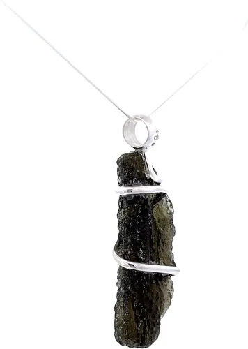Vista 5 de Stones Eternal Collar con colgante de cristal de moldavita (22 pulgadas), verde, Metal