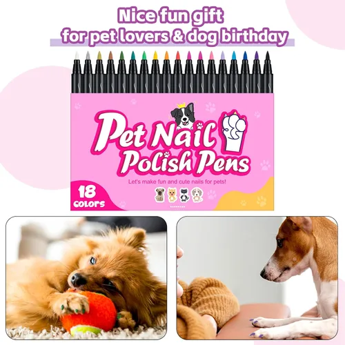 Vista 7 de Esmalte de uñas para perros, regalo de cumpleaños para perros, 18 colores de esmalte de uñas de perro, de secado rápido, seguro para perros,