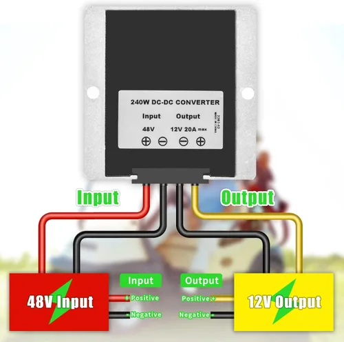 Vista 6 de DC 48 V reductor a 12 V 20 A 240 W IP65 convertidor impermeable de voltaje CC reductor módulo transformador, voltaje de entrada 30-60 V regulador