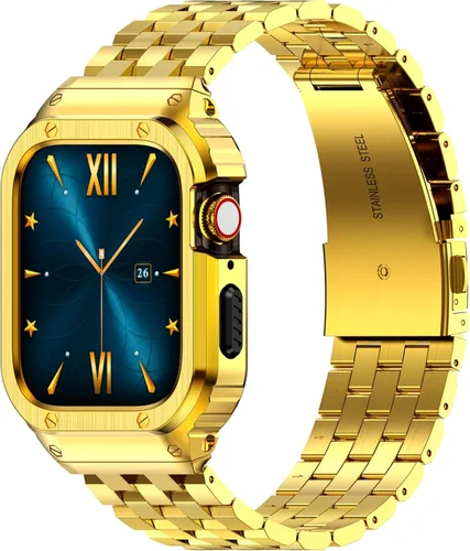 Vista 8 de Correa y funda de acero inoxidable compatible con Apple Watch Band 1.496 Negro